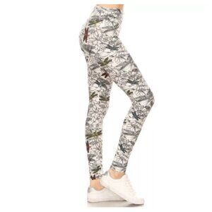 Dragonfly Print Yoga Style Women's Slim Fit Leggings, High Waist, ONE SIZE